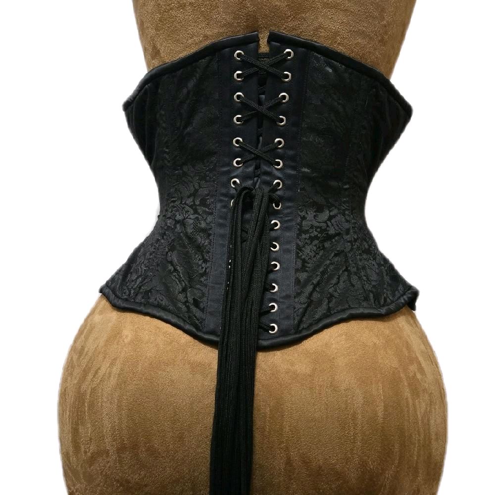 Black Brocade Corset – Swing Style | 26-Inch Waist Goal | 12.5-Inch Length