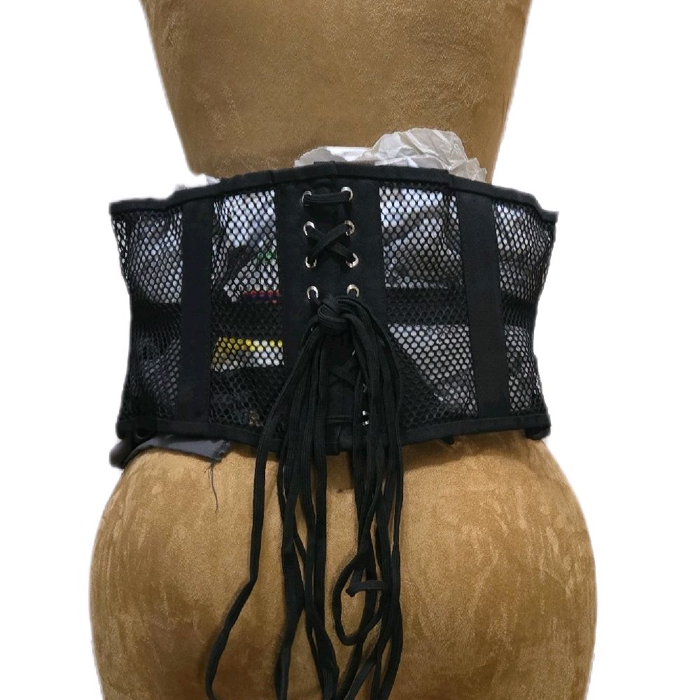 36-inch waist goal | 8-inch length | Black Cotton & Mesh Corset