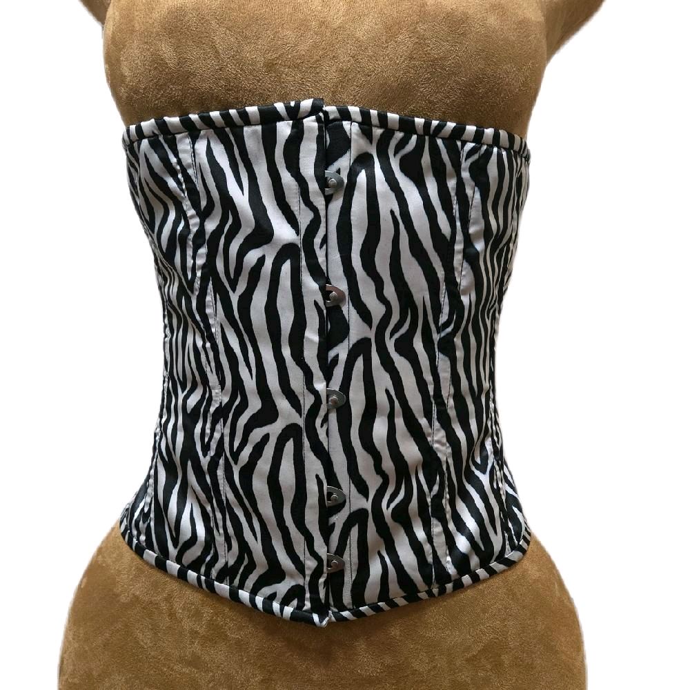 Zebra Print Satin Corset – 28-Inch Waist, 12.5″ Length
