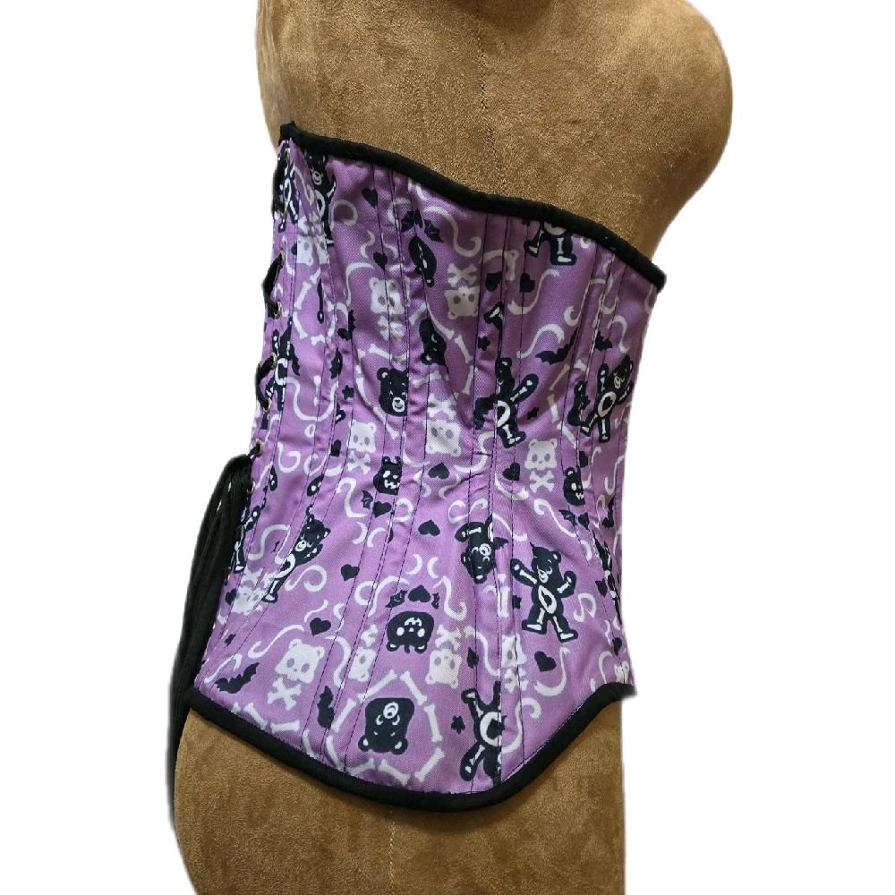 Purple Spooky Bear Cotton Corset | 28" Waist Goal | 12" Length