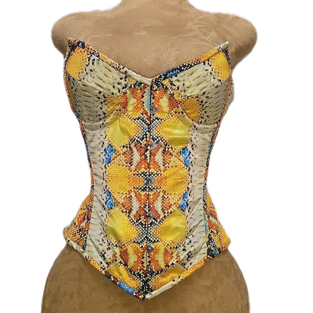32-Inch Waist Goal| Colorful Snake Skin Print | Overbust Waist Training Corset