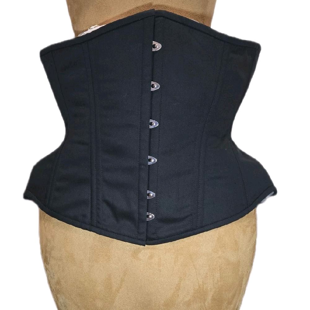 Black Cotton Waist Training Corset | 38” Waist Goal | 14.5” Length |