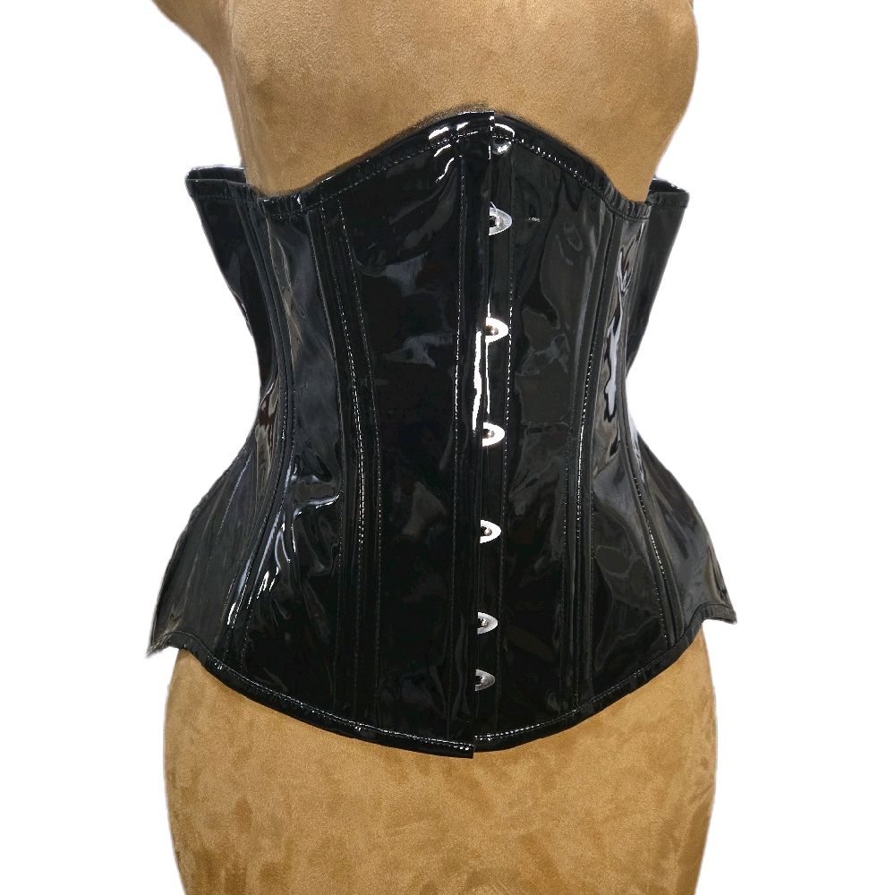 🖤 Black PVC Corset – 34" Waist Goal | 14.5” Length | Signature Shape CC-809 ⚡