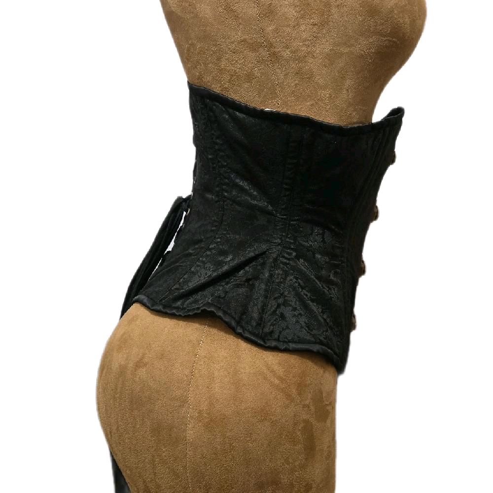 Black Brocade Corset – Swing Style | 26-Inch Waist Goal | 12.5-Inch Length