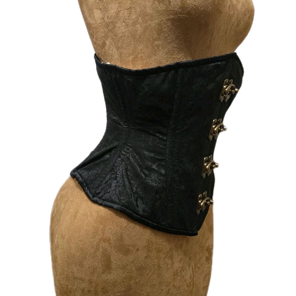 Black Brocade Corset – Swing Style | 26-Inch Waist Goal | 12.5-Inch Length