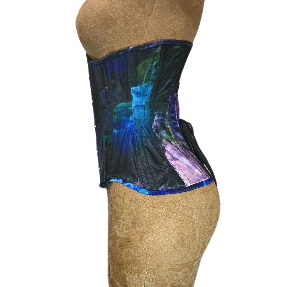Blue Green Purple Galaxy Waist Training Corset – 24-Inch Waist Goal, 13-Inch Length