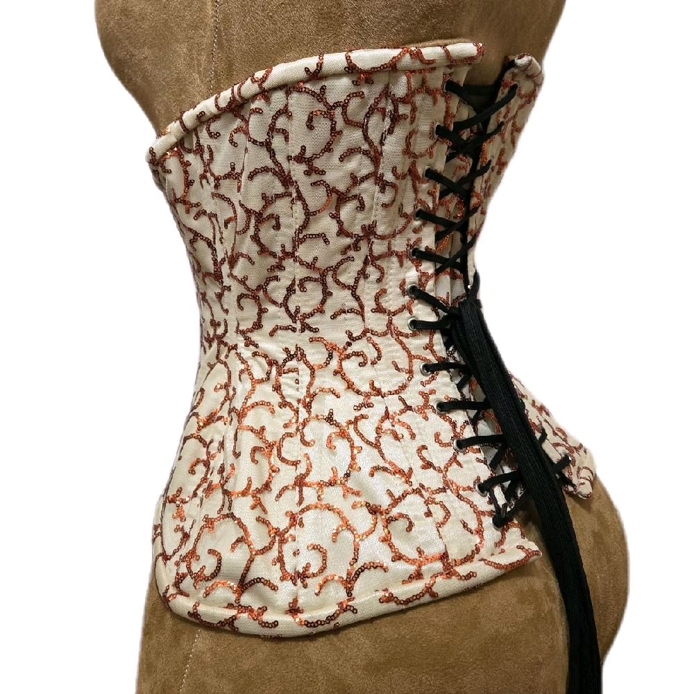 Orange Creamsicle Corset with Sequin Beaded Detailing | 22" Waist Goal | 11" Length