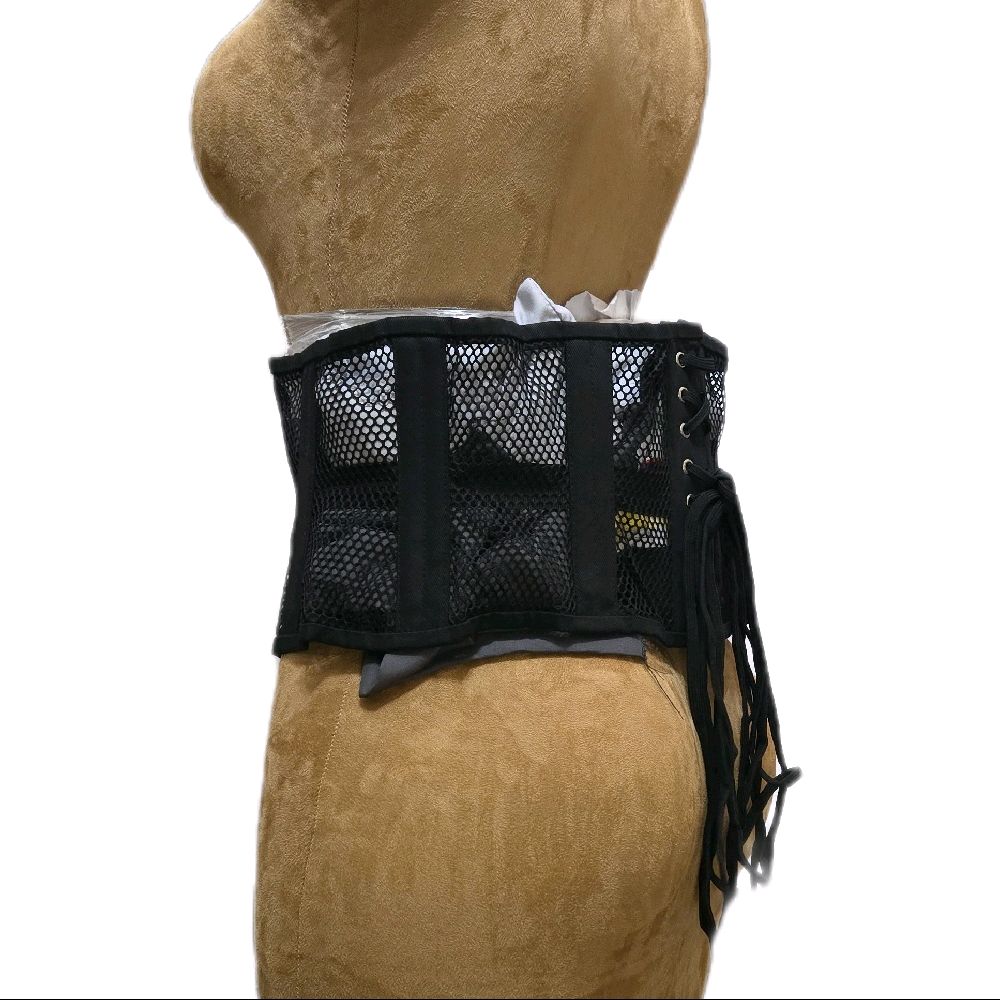 36-inch waist goal | 8-inch length | Black Cotton & Mesh Corset