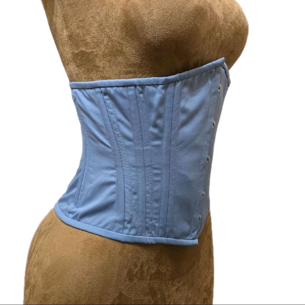Dusty Blue Cotton Corset | 28" Waist Goal | 11½" Length