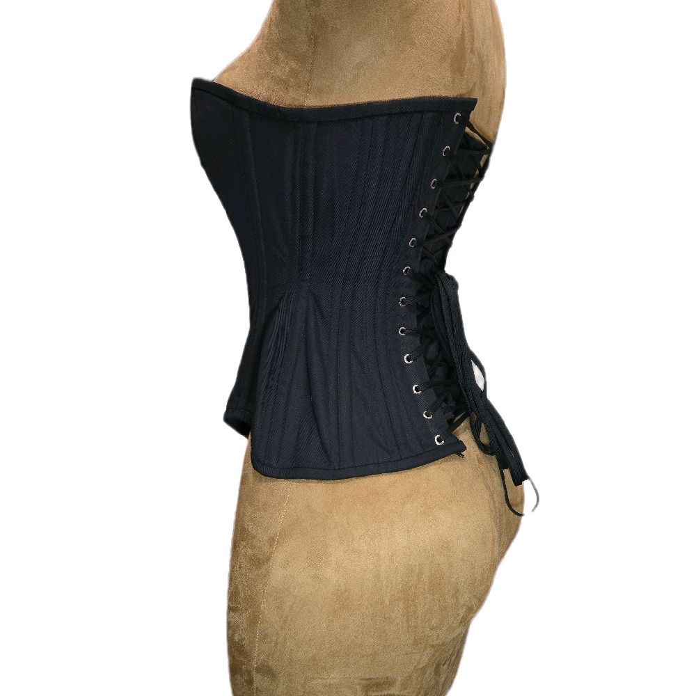 22 Waist Goal| 14"| Overbust Black Cotton Corset