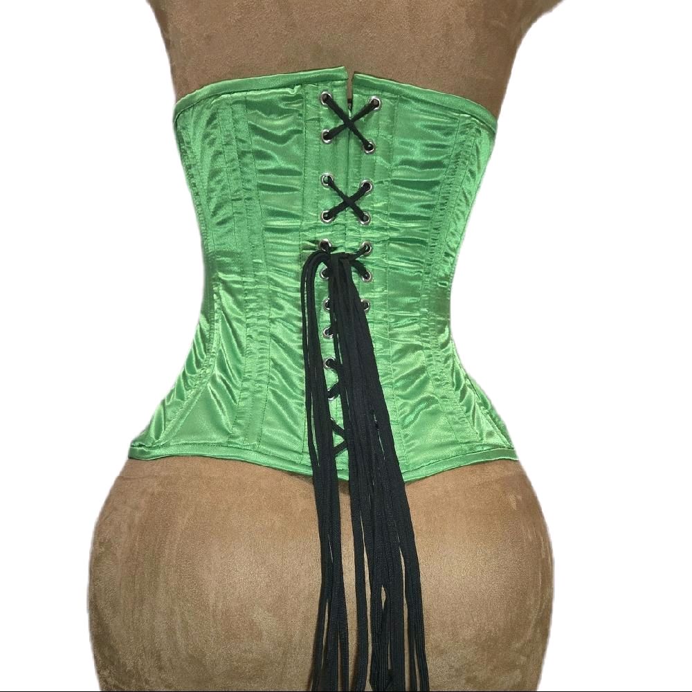 Green Apple Satin Corset – 26-Inch Waist Goal, 12-Inch Length Waist Trainer