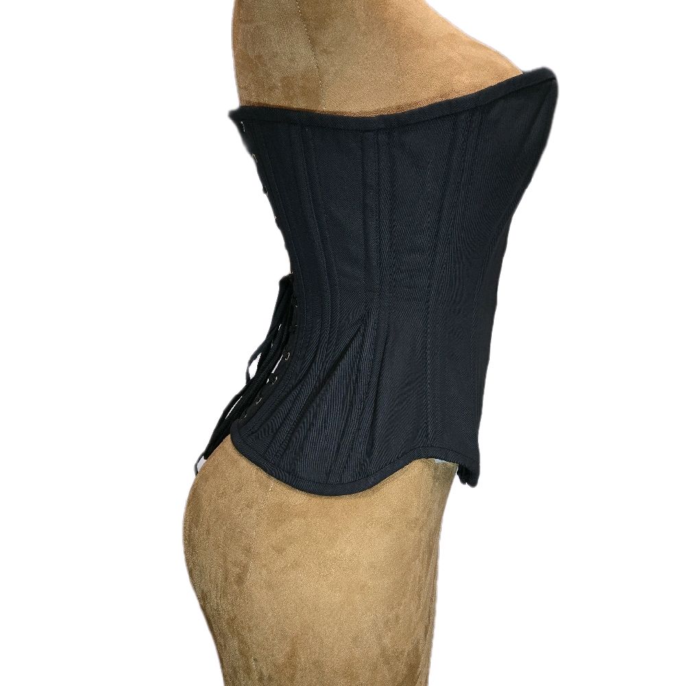 22 Waist Goal| 14"| Overbust Black Cotton Corset