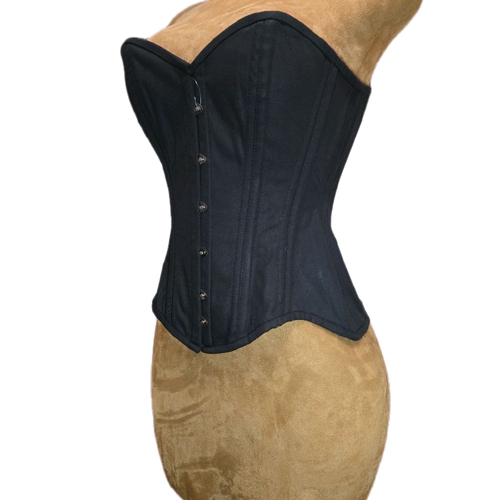 22 Waist Goal| 14"| Overbust Black Cotton Corset