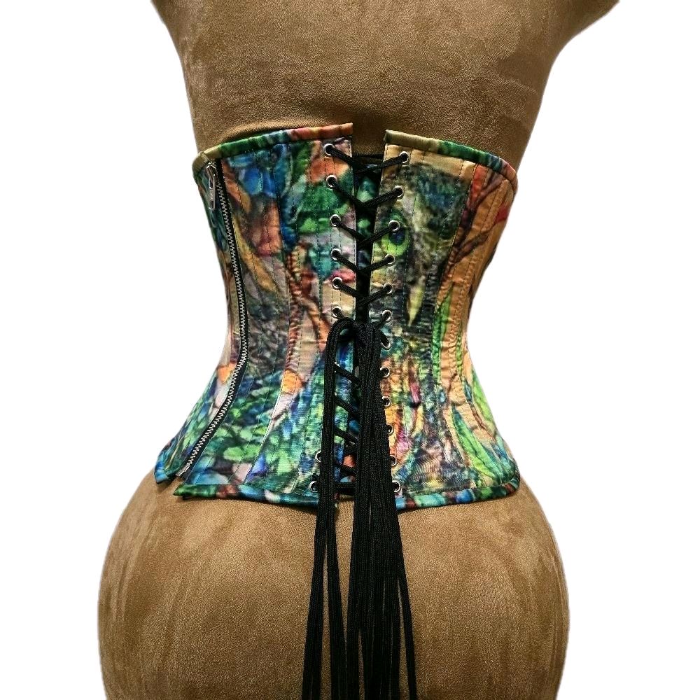 Printed Owl WASPIE Hidden Side  Zipper Corset | 24" Waist Goal | 10" Length Shapewear