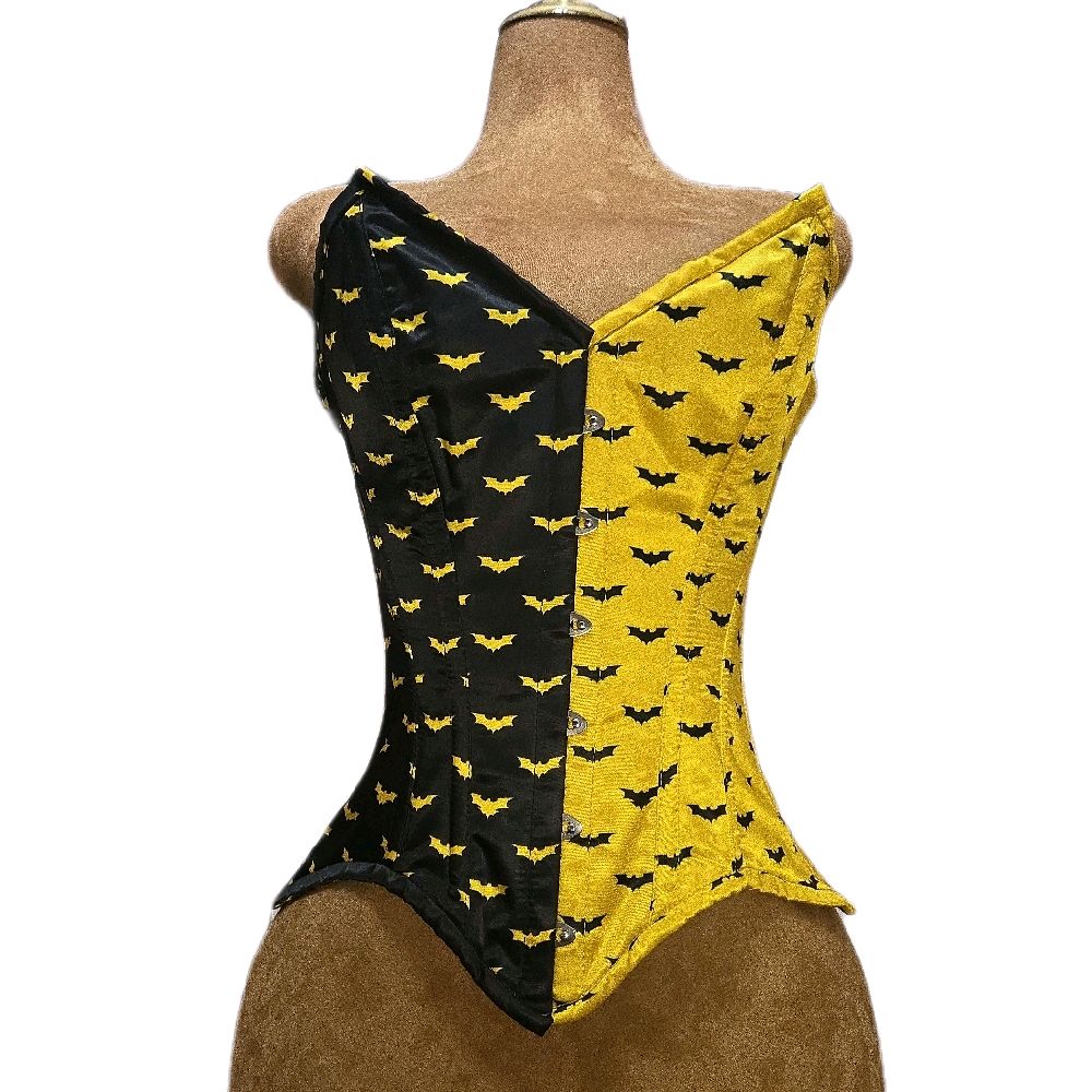 Bat Split Corset – 24" Waist Goal | 14.5” Length | Overbust 🖤💛