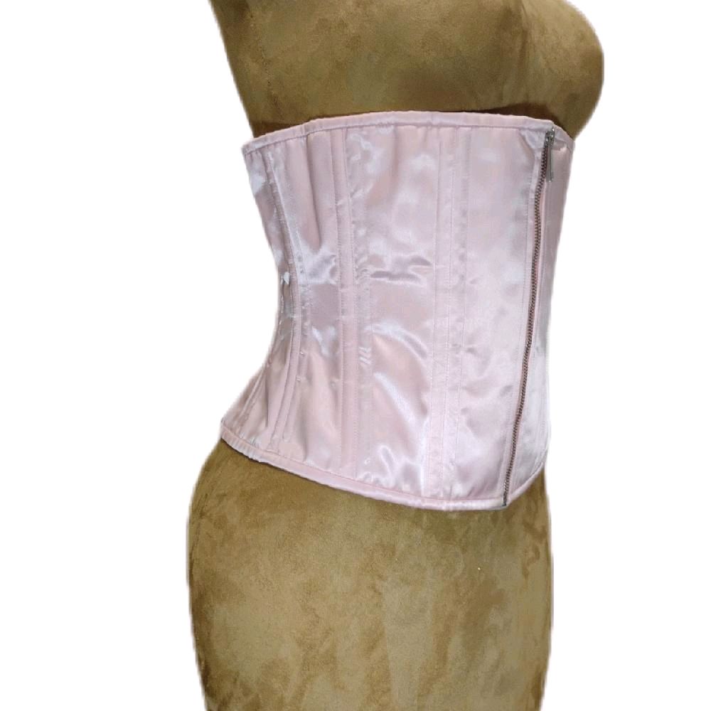 Light Pink Satin Zipper Corset | 32-Inch Waist Goal | 12.5-Inch Length
