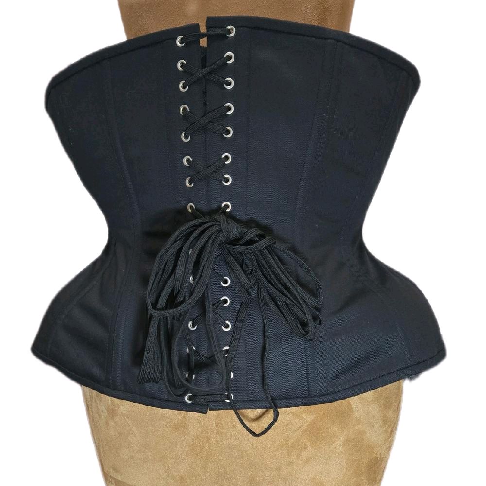 Black Cotton Waist Training Corset | 38” Waist Goal | 14.5” Length |