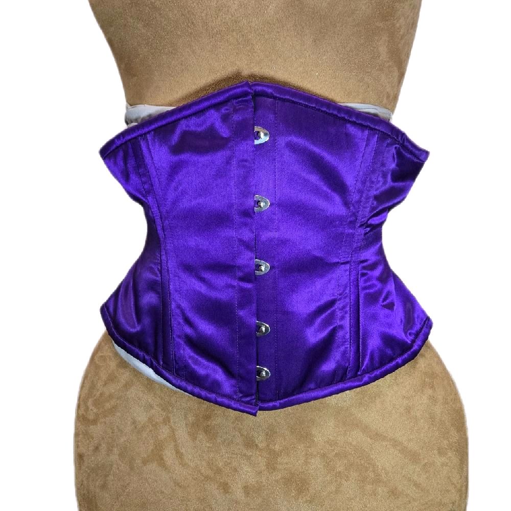 Purple Satin Steel Boned Waist training corset 26 inch waist goal 10 length | waspie |