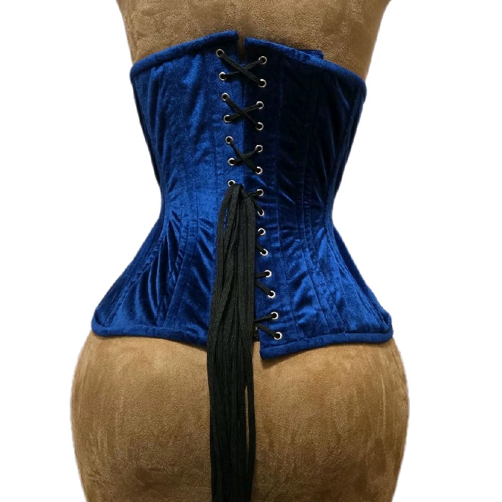 Blue Velvet Santa Muerte Corset | 24" Waist Goal | 12" length