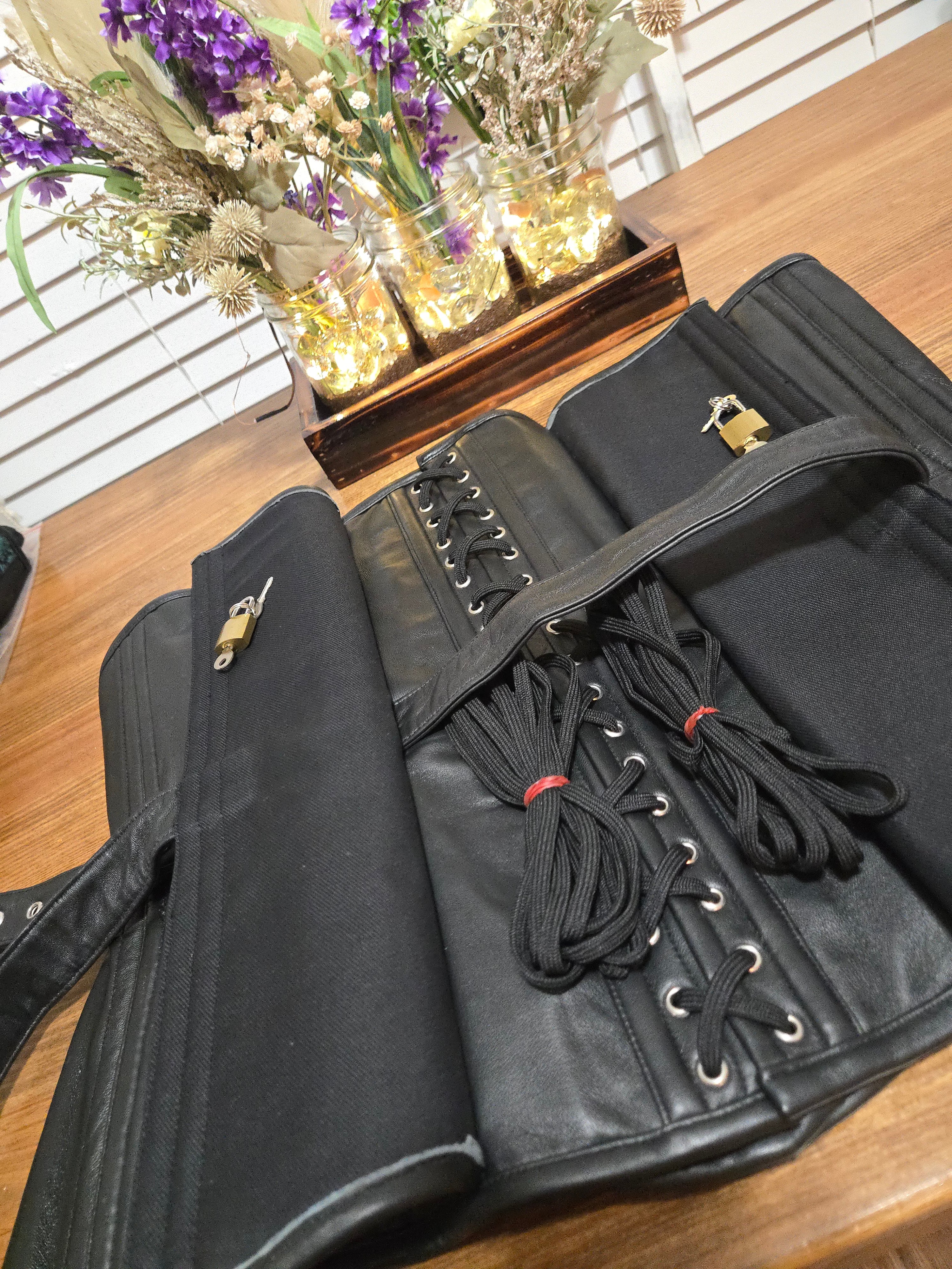 Genuine Leather Lockable Waist Training Corset – Front & Back Lock Closure