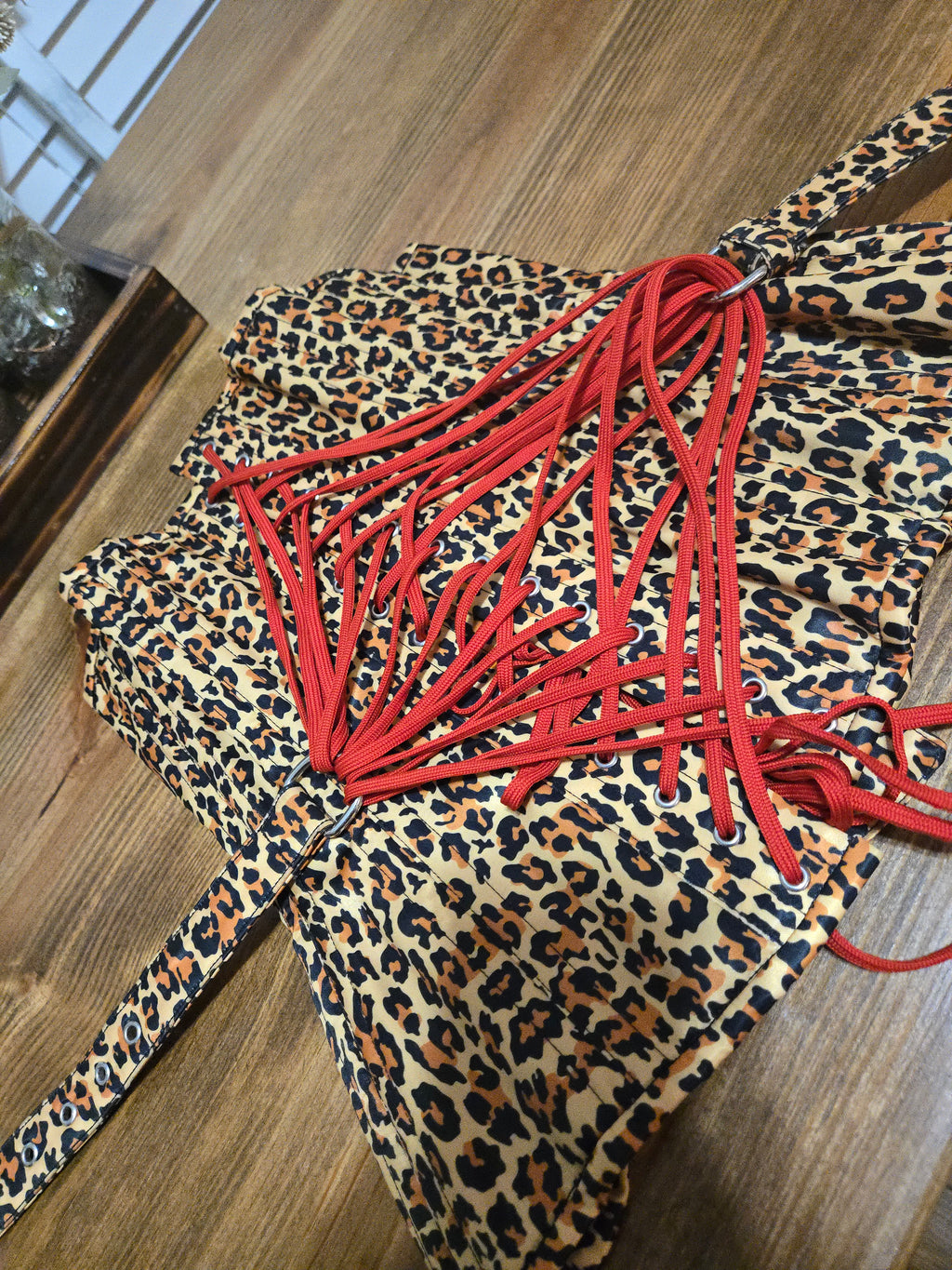 Fan Laced Easy Tighten Corset with Red Contrast Lacing (Custom Options Available)| Fan lacing
