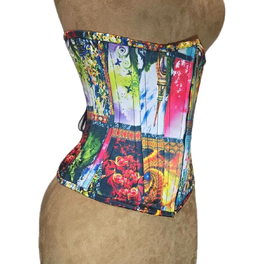 Multi-Print Zip Corset – 26-Inch Waist Goal, 12½-Inch Length- Steel Boned Waist Training Trainer