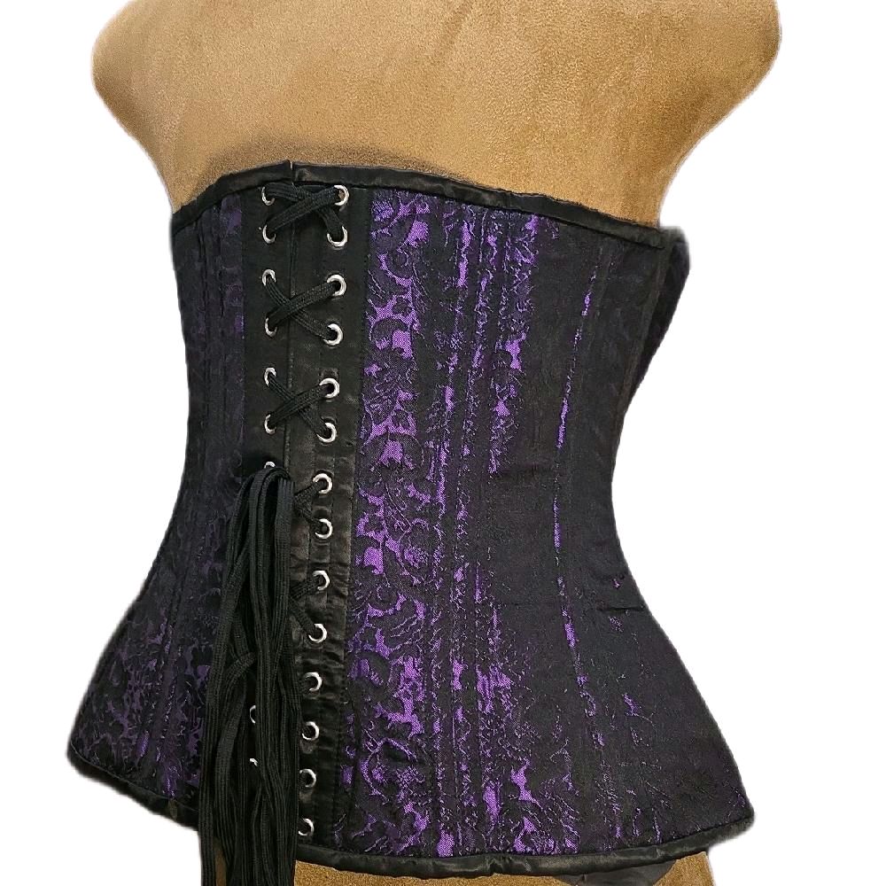 36” Overbust Corset | 14” length | Purple & Black brocade