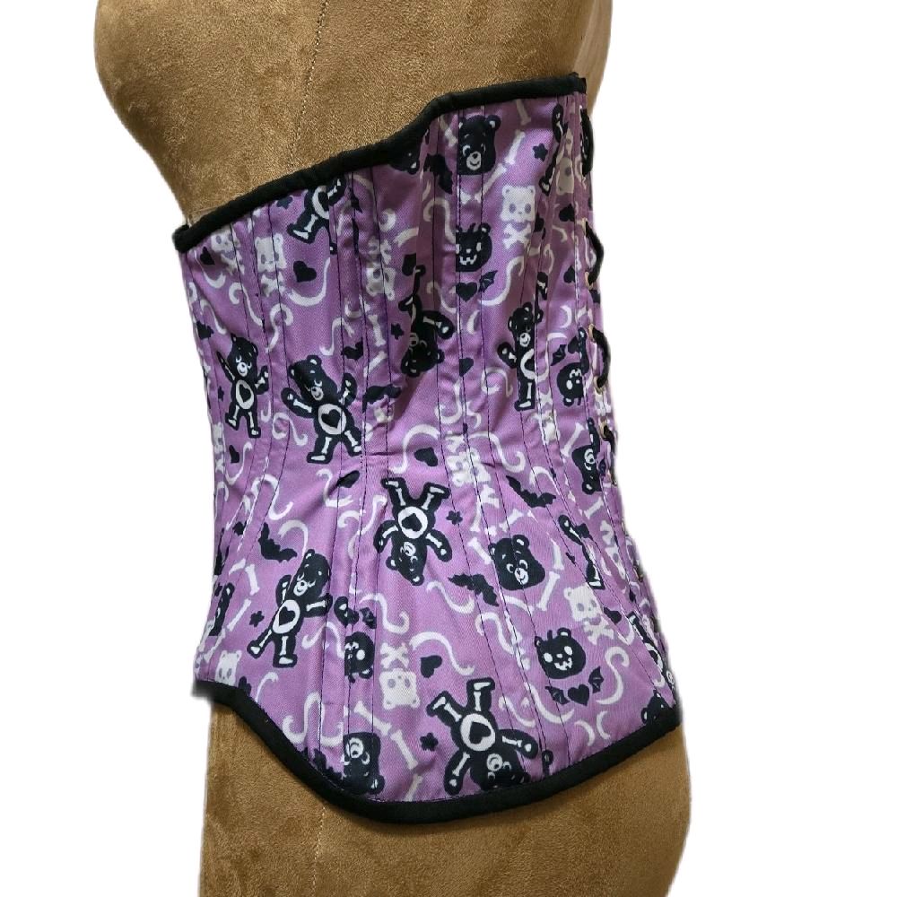 Purple Spooky Bear Cotton Corset | 28" Waist Goal | 12" Length