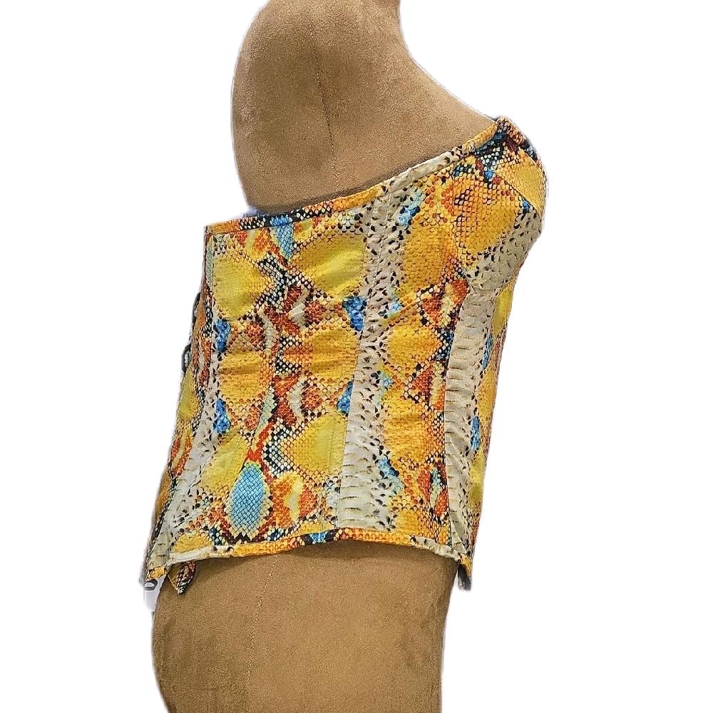 32-Inch Waist Goal| Colorful Snake Skin Print | Overbust Waist Training Corset