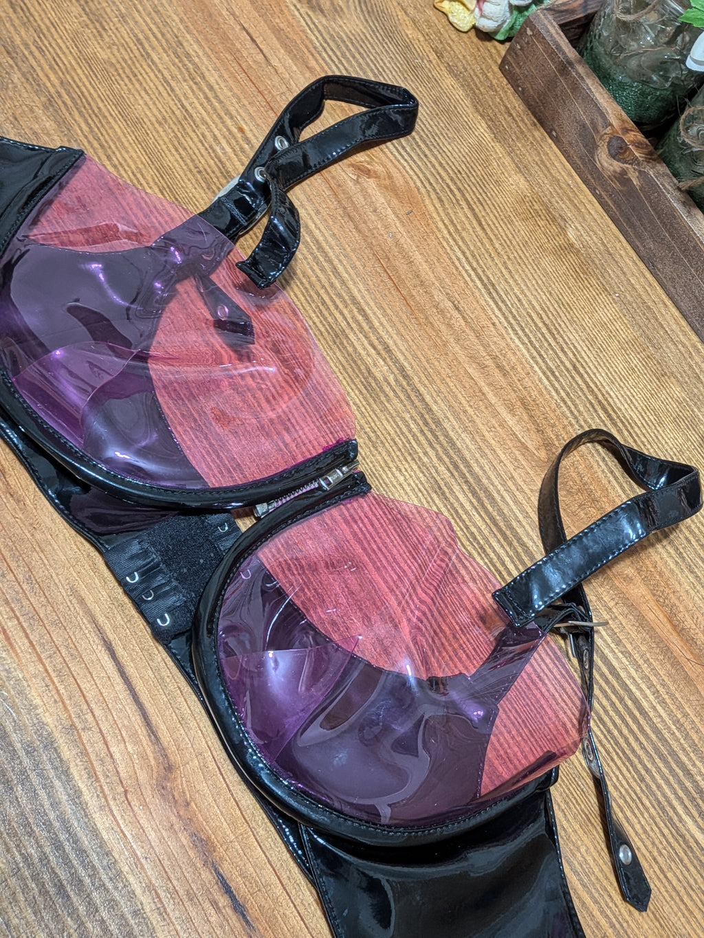 Custom purple PVC corset and bra