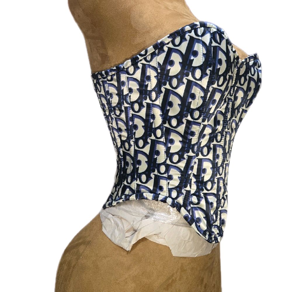 🖤💙 Designer Print Overbust Corset – 24" Waist Goal | 12” Center Length 🤍