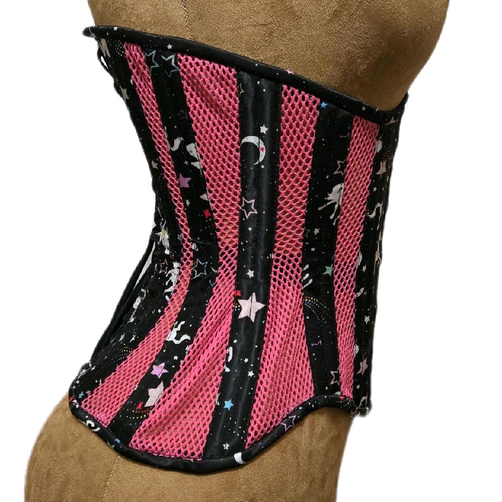 Unicorn Print Corset with Pink Mesh | 11" Length | 22" Waist Goal Shapewear