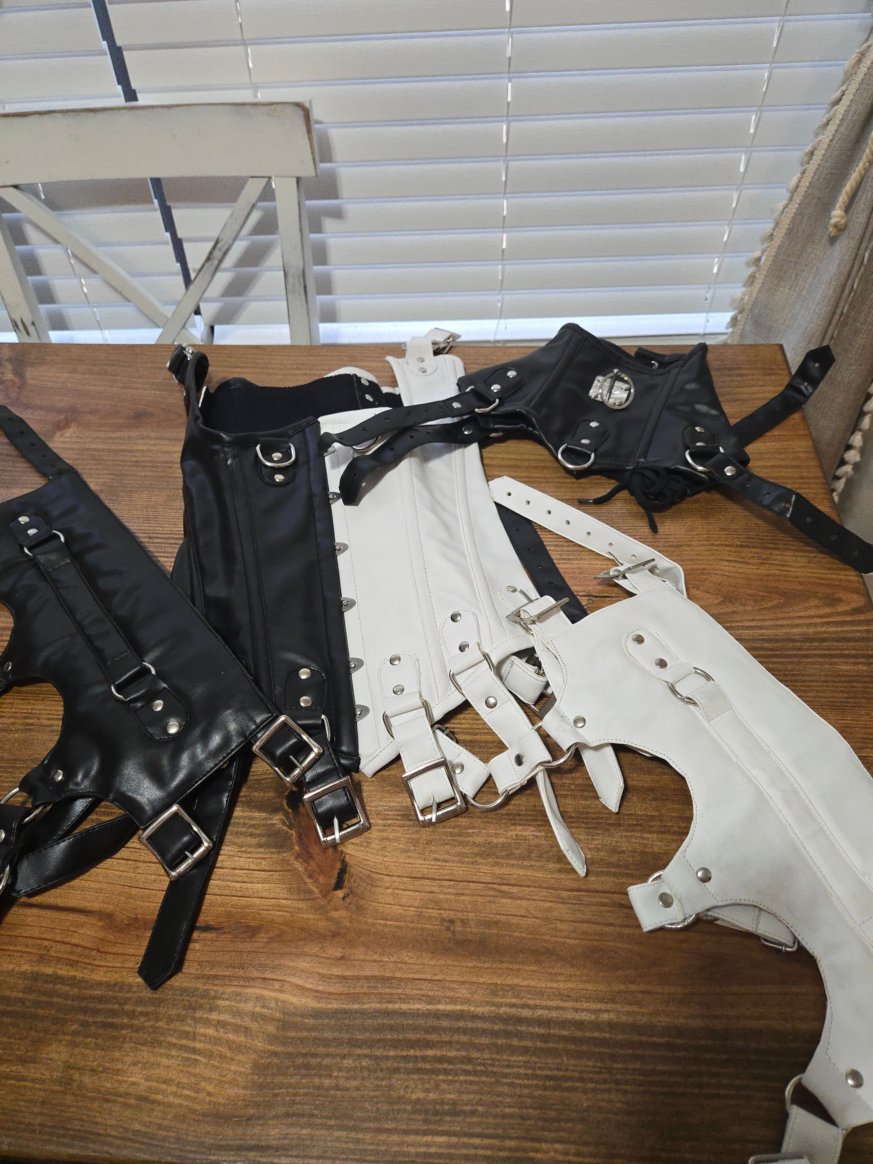 White and Black Corset Vest| Posture Collar|Neck Corset | Thigh Strap Set | 24 Waist| 13 length