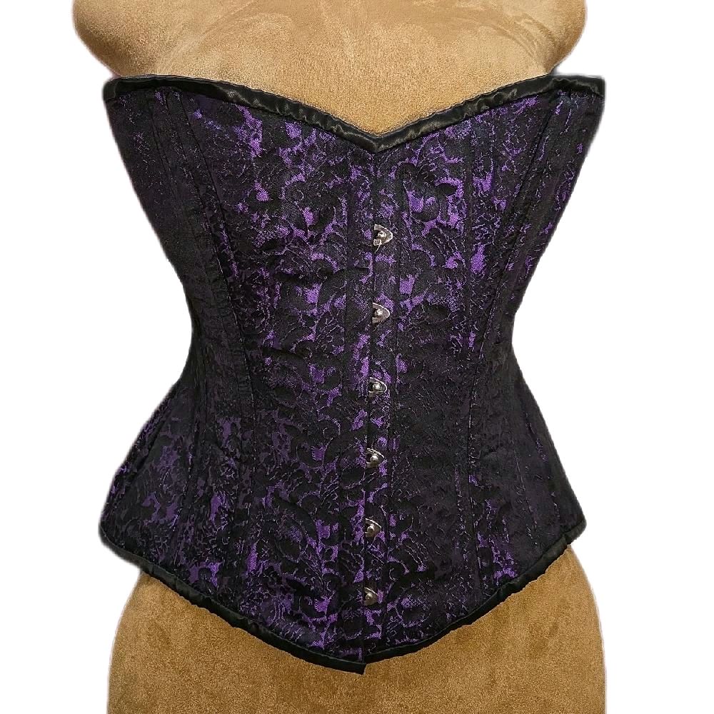36” Overbust Corset | 14” length | Purple & Black brocade