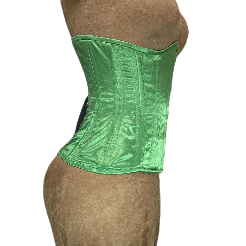 Green Apple Satin Corset – 26-Inch Waist Goal, 12-Inch Length Waist Trainer