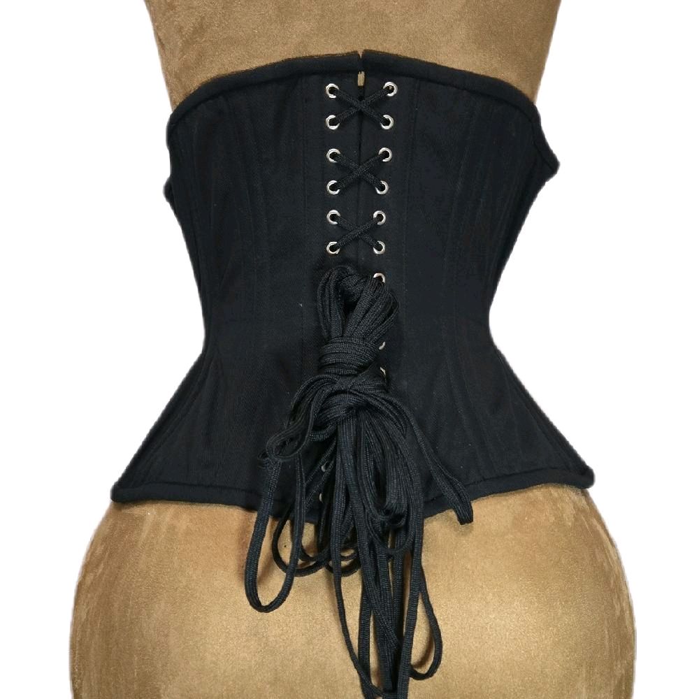 Black Cotton Waist Training Corset – 26" Waist Goal, 11.5" Length