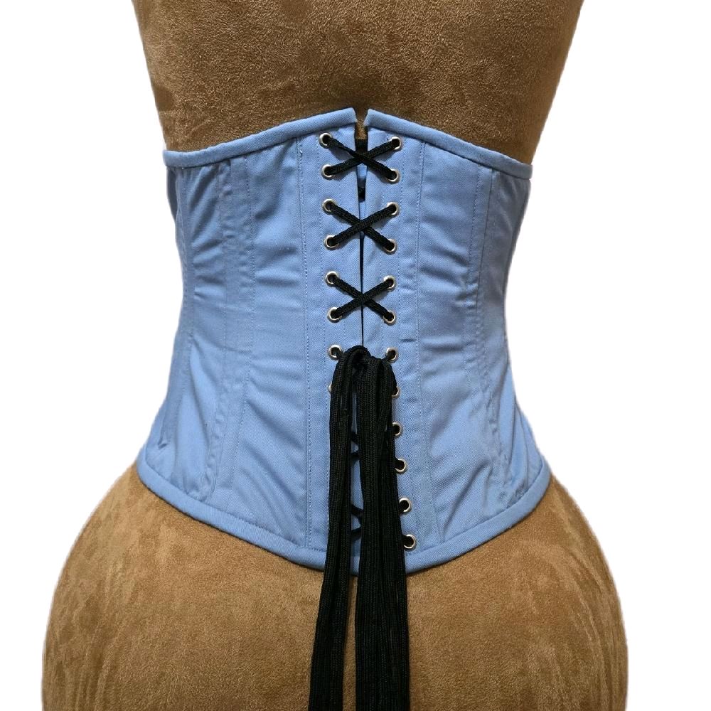 Dusty Blue Cotton Corset | 28" Waist Goal | 11½" Length