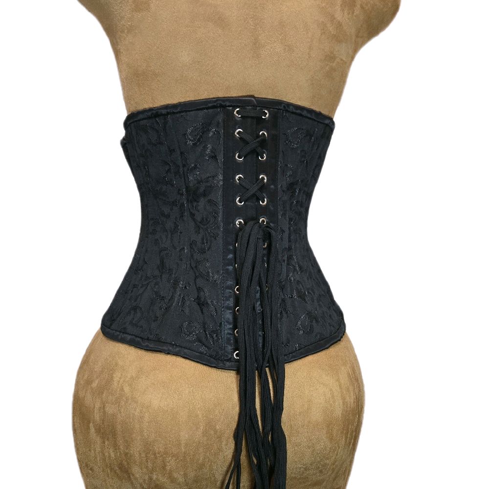 Black Brocade Waist Training Corset| 30-Inch Waist Goal | Signature Shape CC-500 | 12” Length | Elegant Design