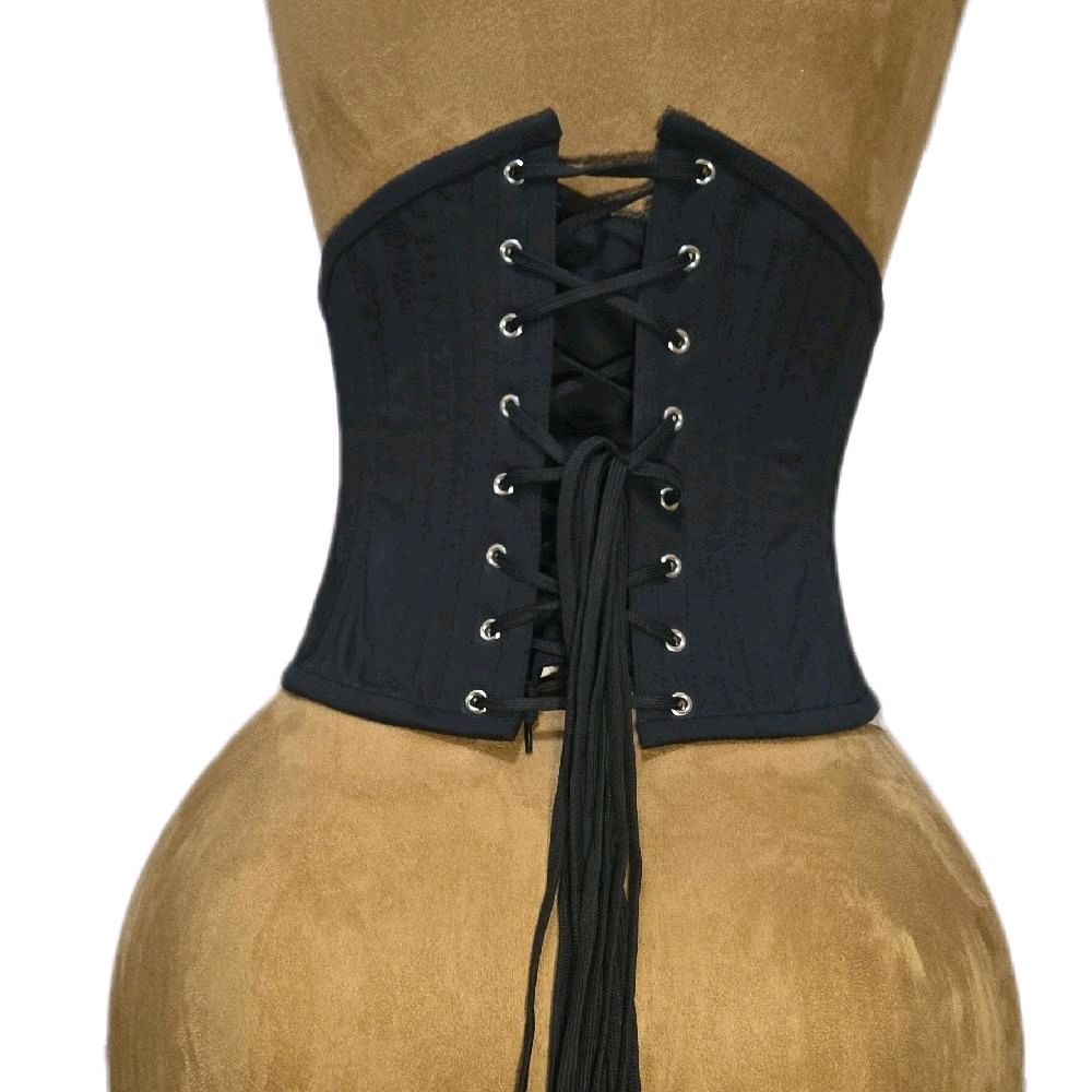 26-Inch Waist Goal | 9" Length | Black Cotton Waspie Corset with Zipper | Signature Shape CC604
