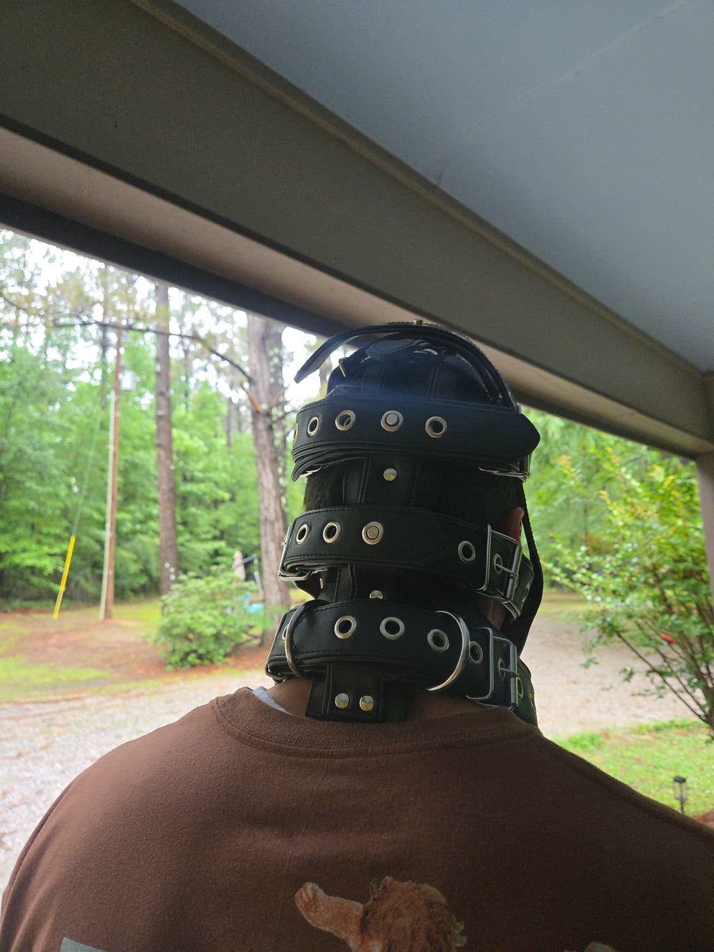 Adjustable Genuine Leather Muzzle Mask – Lockable D-Ring Design- Ready to ship