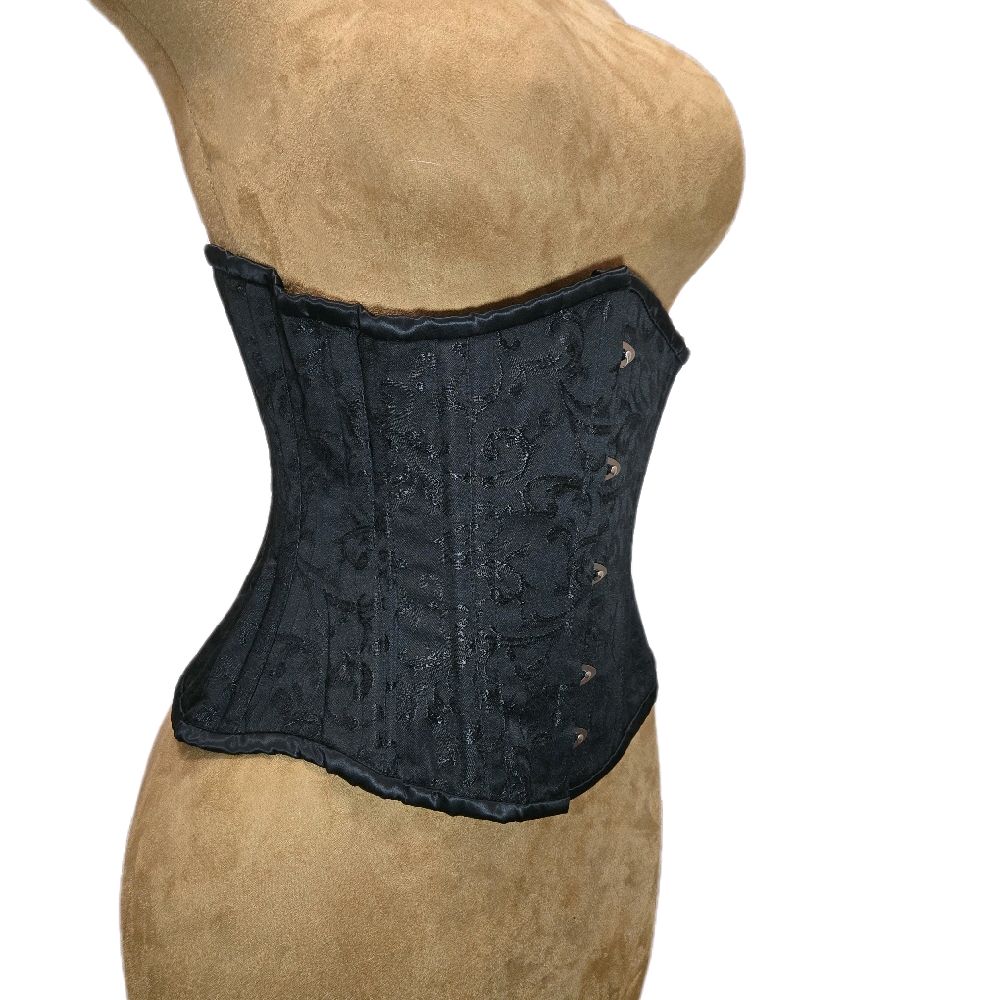 Black Brocade Waist Training Corset| 30-Inch Waist Goal | Signature Shape CC-500 | 12” Length | Elegant Design