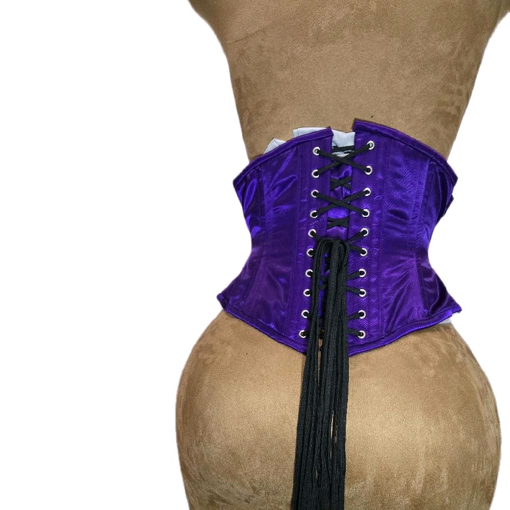 Purple Satin Steel Boned Waist training corset 26 inch waist goal 10 length | waspie |