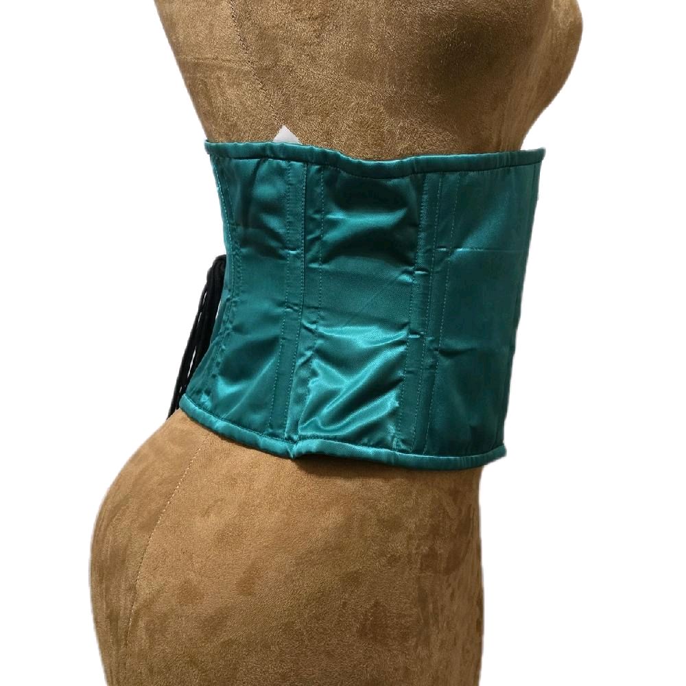 Teal Satin Corset – 28" Waist Goal | 9" Length Waspie Belt