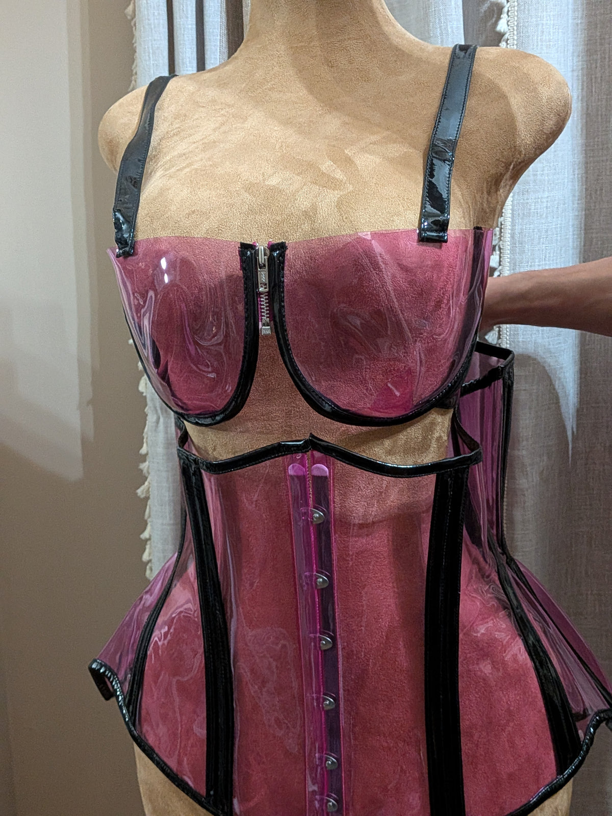 Custom purple PVC corset and bra