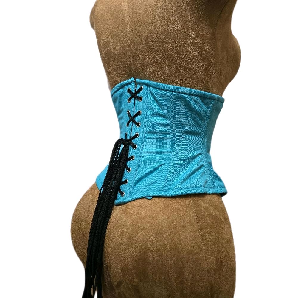 Teal Cotton Waist Training Corset – 26-Inch Waist Goal | 12-Inch Length