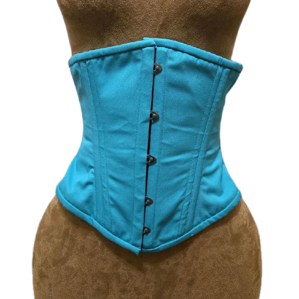 Teal Cotton Waist Training Corset – 26-Inch Waist Goal | 12-Inch Length
