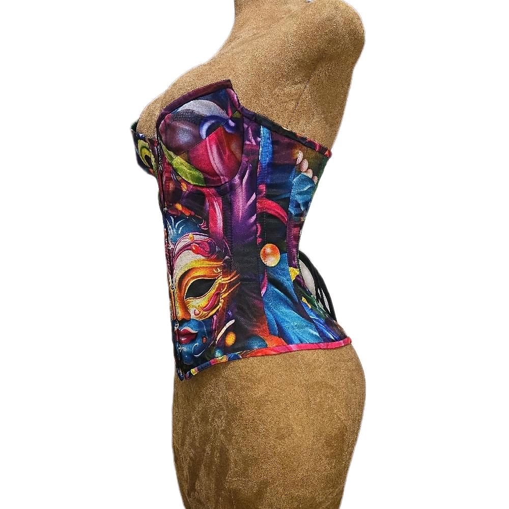 MARDI GRAS Colorful Overbust Corset 🎭
22" Waist Goal • 14" Length ✨