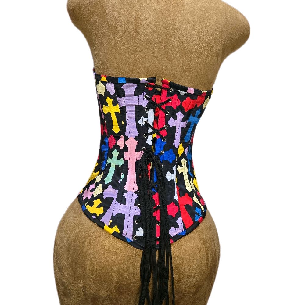 RAINBOW CROSS Overbust Corset 26" Waist Goal • 14.5" Length •
