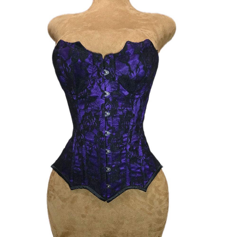 22-Inch Waist Goal | 16” Center Length | Black Rose Mesh Overlay| Mermaid Overbust