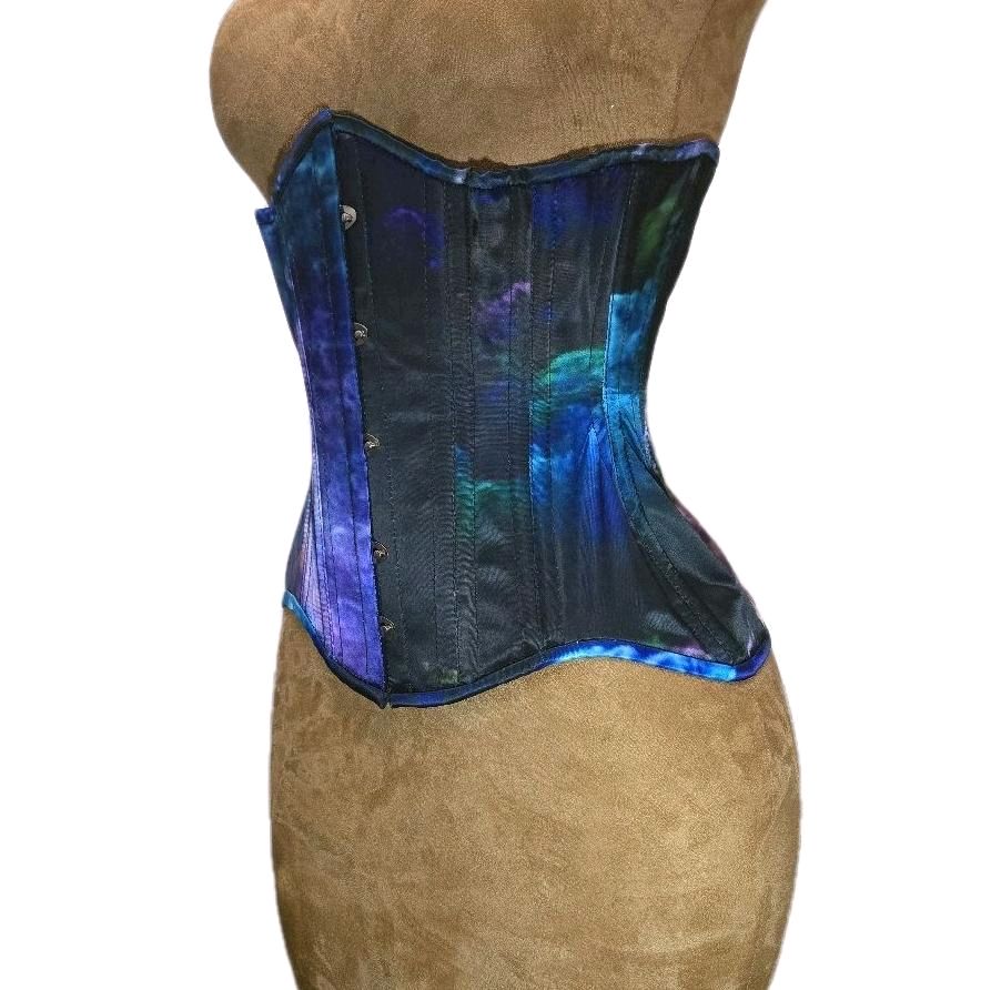 Blue Green Purple Galaxy Waist Training Corset – 24-Inch Waist Goal, 13-Inch Length